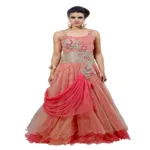 F3 Fashion Pink & Light Golden Anarkali Grown suit