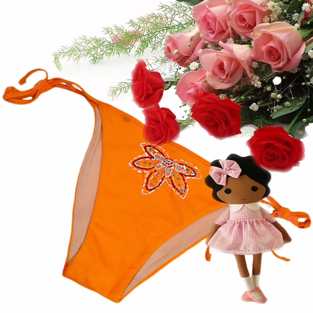 United Color Of Benetton Crochet orange Tie-Side Cozy Brief