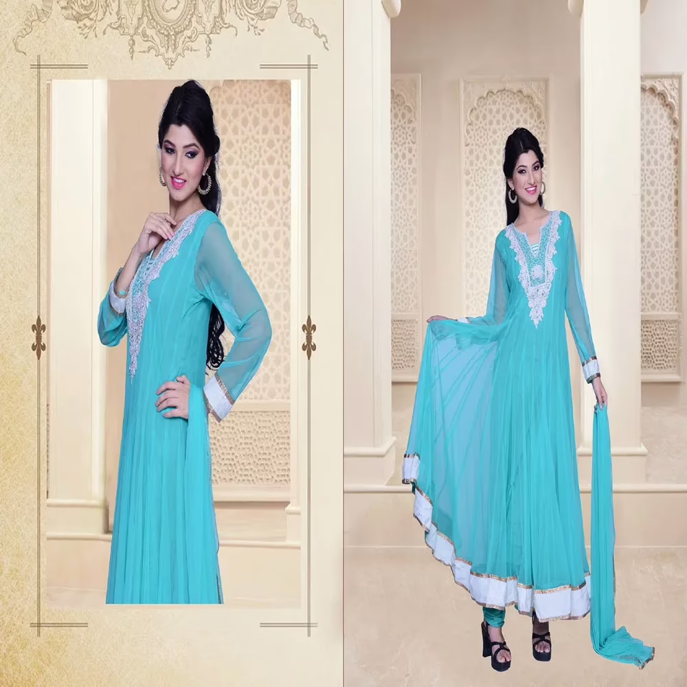 Pazaar Iris Electric Blue Embroidered Party Lawn Kameez
