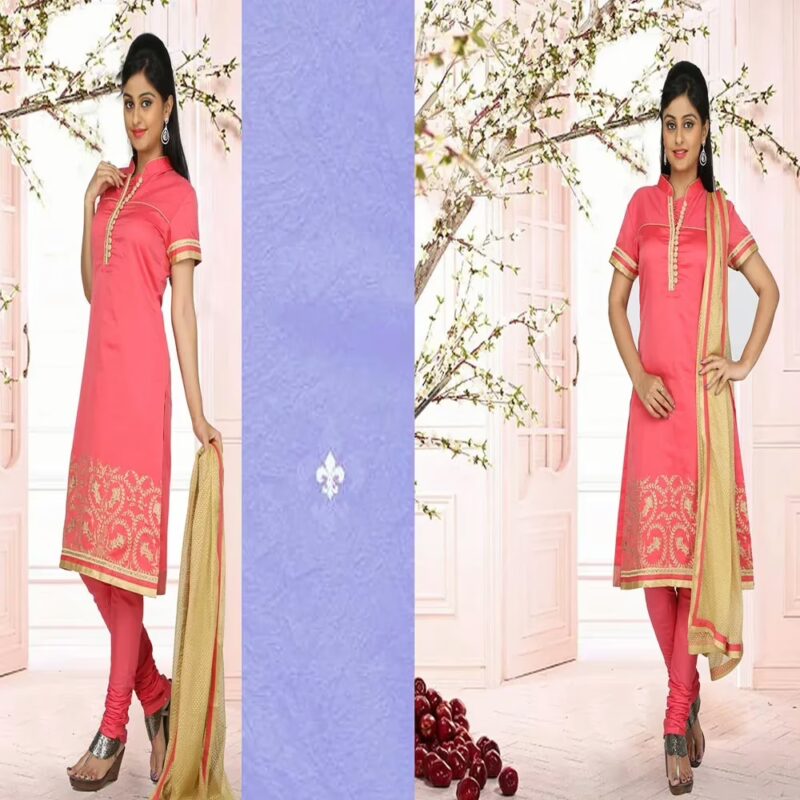 Pazaar Brink Pink Embroidered Festival Churidar Kameez Suit Set