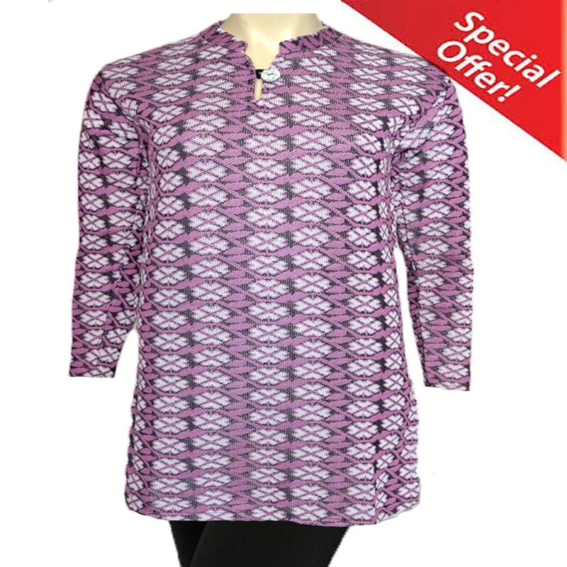 Light Pink Flower Design Woolen Kurti With Warm Legging Special Offer