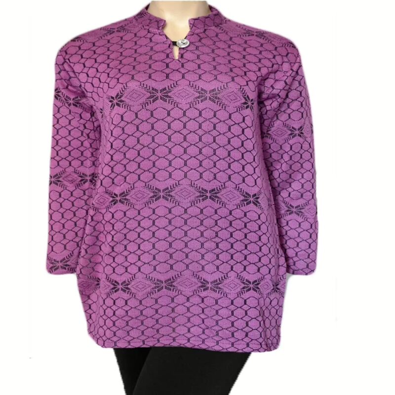 Pink Full Sleeves Criss Cross Woolen Kurti