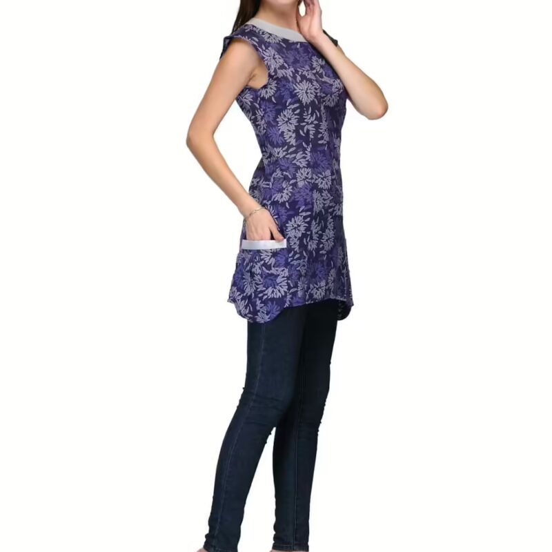 Raas Prêt Smart Navy blue printed cotton Top/Tunic/Kurti