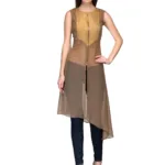 Raas Prêt Stylish Brown Zipper Tunic Top