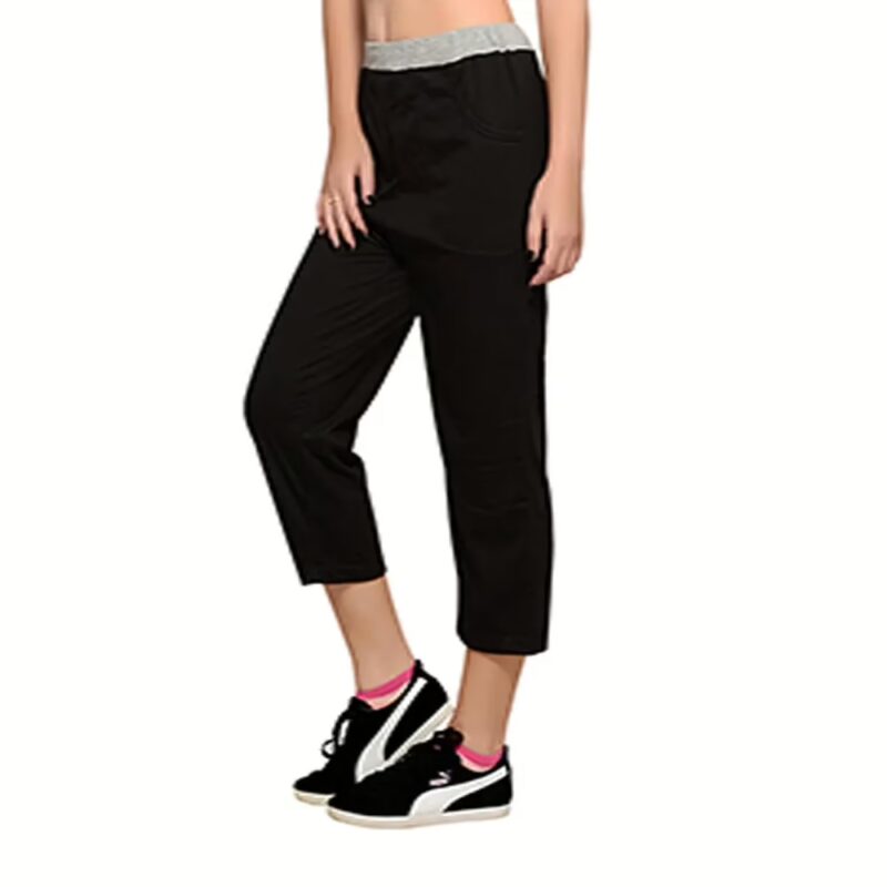 Town Girl Solid Black Track Pants