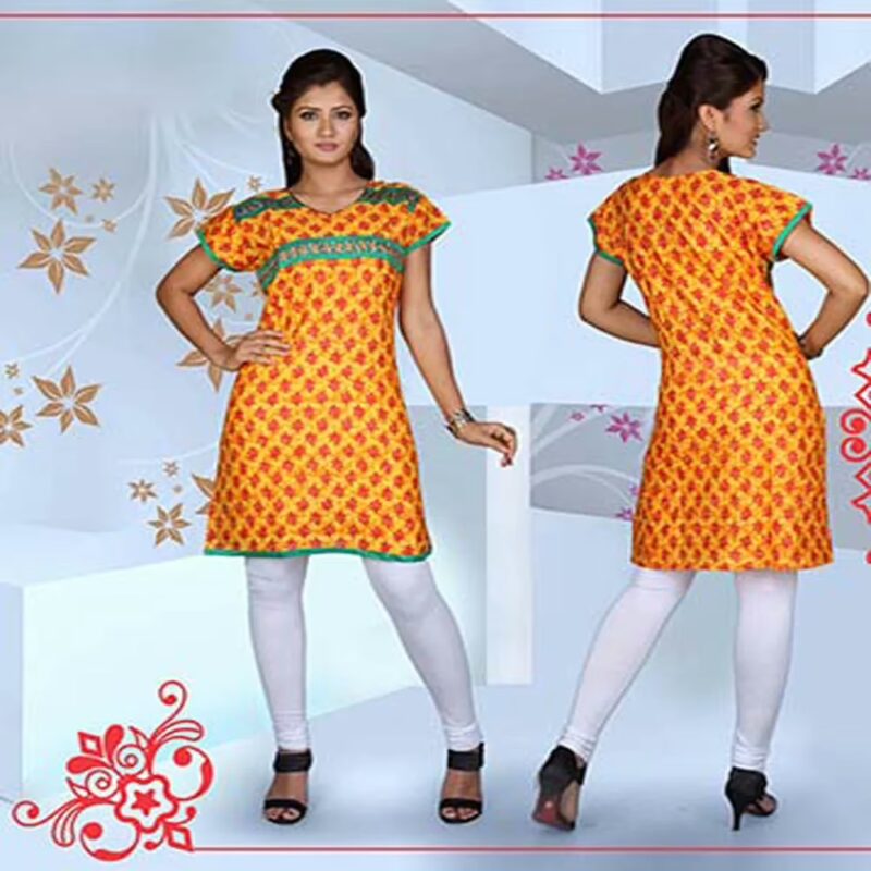Pazaar Amber Yellow Printed Party Kurti