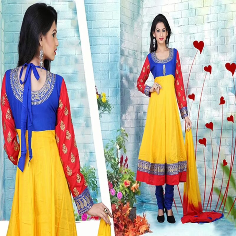 Pazaar Anarkali  Maize Yellow Embroidered Festival Kameez