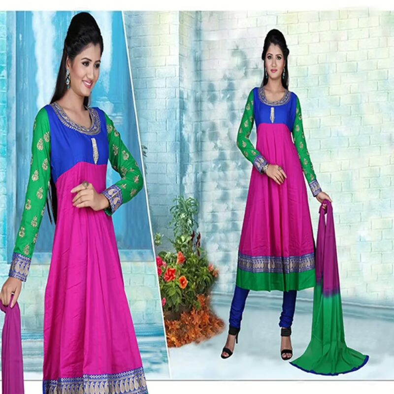 Pazaar Anarkali Purple Embroidered Festival Kameez