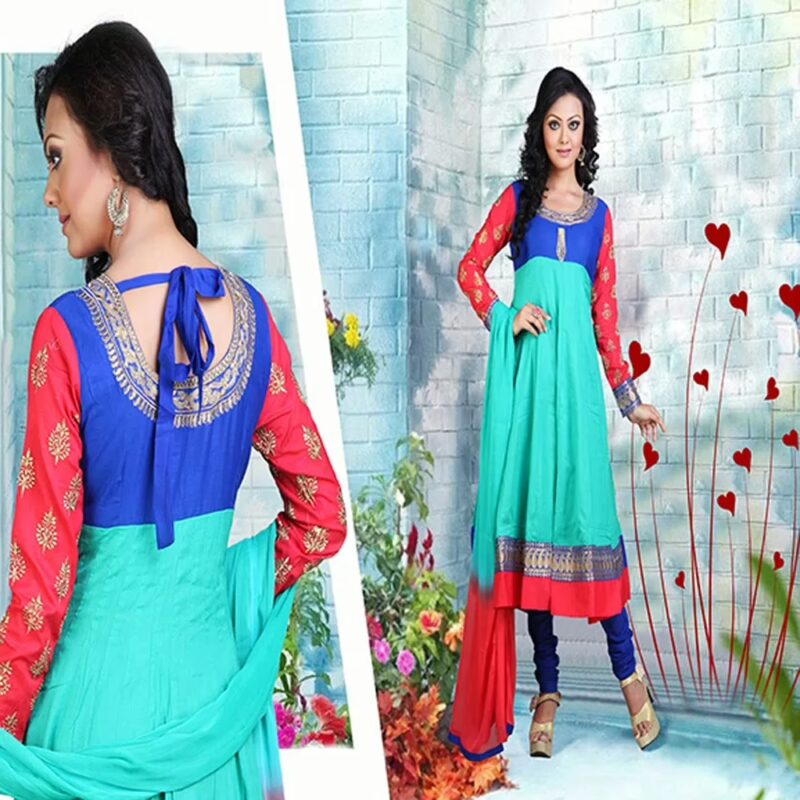 Pazaar Anarkali Electric Blue Embroidered Festival Kameez