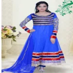 Pazaar Pankhuri Persian Blue Embroidered festival Anarkali Kameez