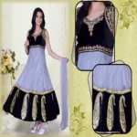 Pazaar Pankhuri Gray & Black Embroidered Party Anarkali Kameez