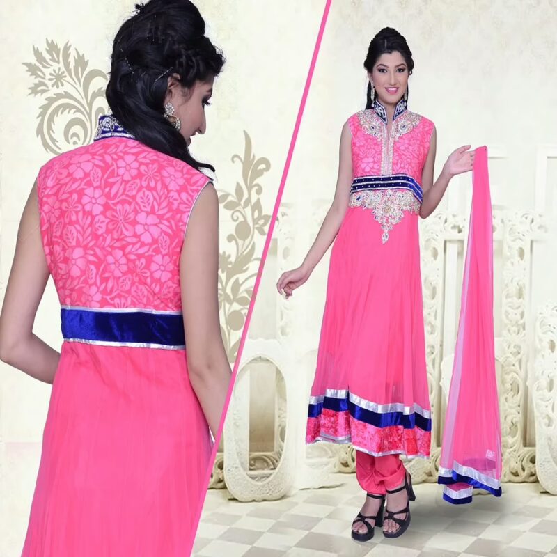 Pazaar Pankhuri Rose Pink  Embroidered Party Anarkali Kameez