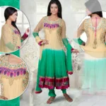 Pazaar Angel Cream Embroidered Festival Anarkali Churidar Kameez