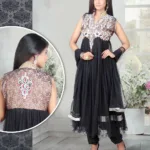 Pazaar Angel Black Embroidered Festival Anarkali Churidar Kameez