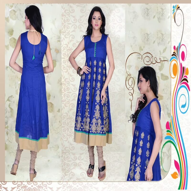 Pazaar Glorious Dark Blue Embroidered Festival Kurti