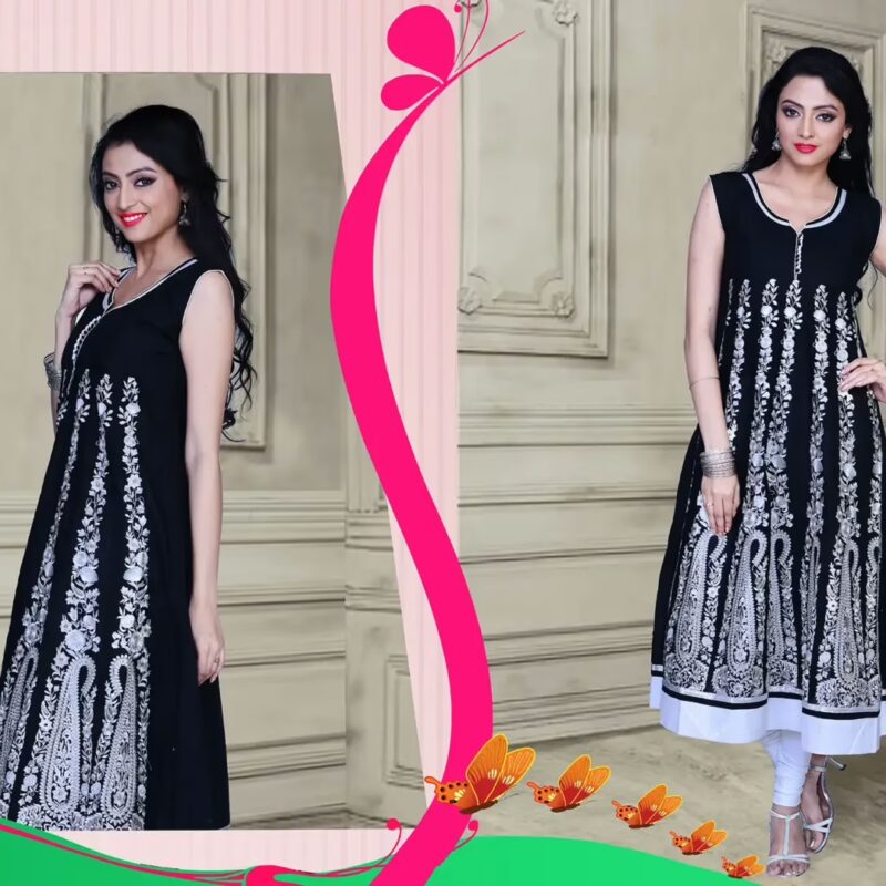 Pazaar Glorious Black Embroidered Festival Kurti