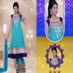 Pazaar Prakriti Anarkali Turquoise Blue Embroidered Festival Kameez