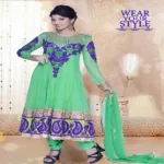 Pazaar Prakriti Anarkali Jade Green Embroidered Festival Kameez