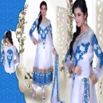 Pazaar Prakriti Anarkali Off-white Embroidered Festival Kameez