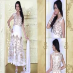 Pazaar Prakriti Anarkali Off-white Embroidered Festival Kameez