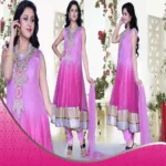 Pazaar Prakriti Anarkali Rose Pink Embroidered Festival Kameez