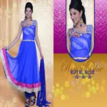 Pazaar Prakriti Anarkali Persian Blue Embroidered Festival Kameez