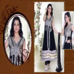 Pazaar Prakriti Anarkali Black Embroidered Festival Kameez