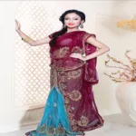 Pazaar Dulari Red-Violet Embroidered Party Lehenga Style Saree