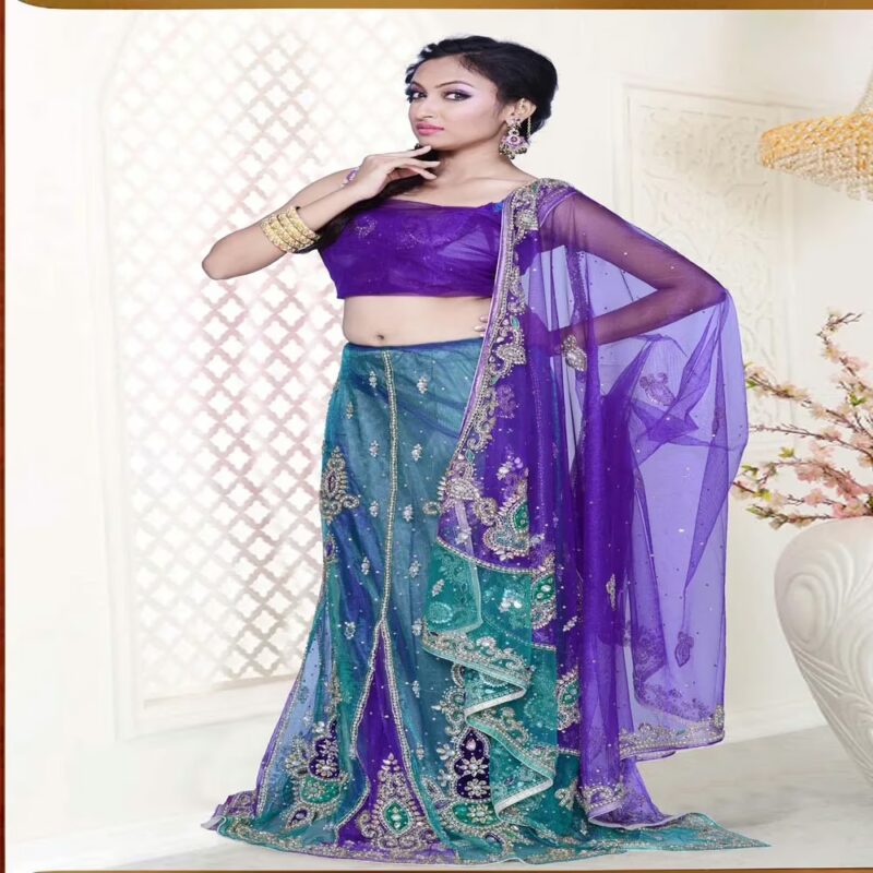 Pazaar Dulari Amethyst Violet Embroidered Party Lehenga Style Saree