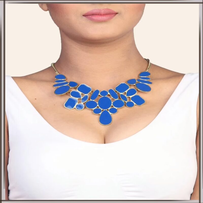 Pazaar Royal Blue Metal Festival Necklace