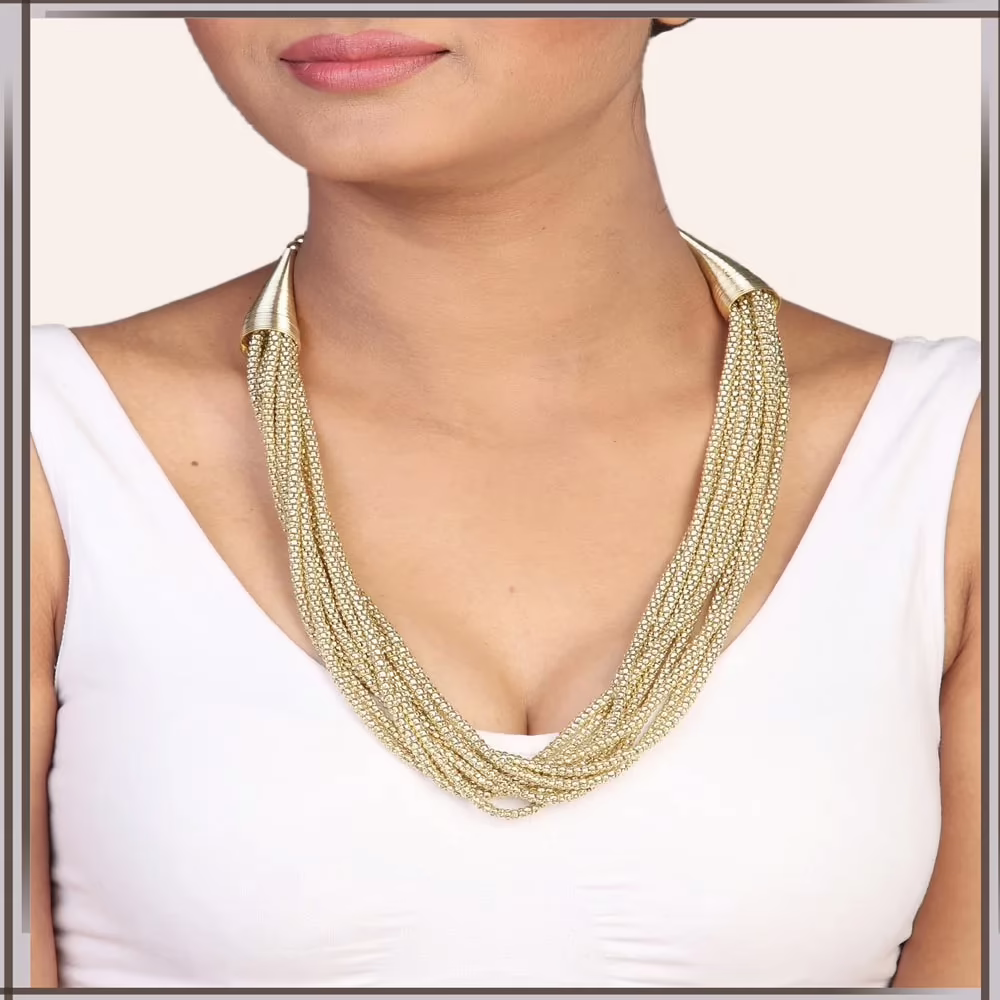 Pazaar Golden Metal Festival Necklace - Image 2