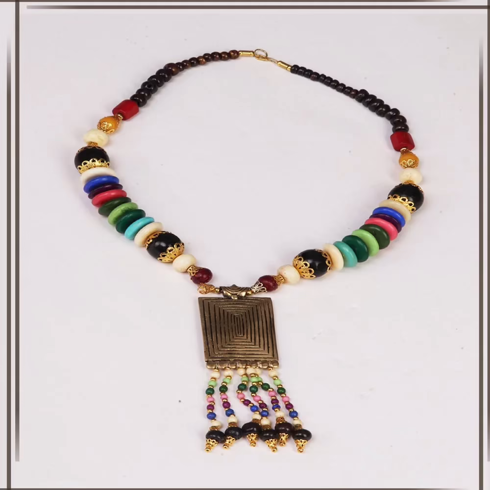 Pazaar Multicolor Metal Festival Necklace - Image 2