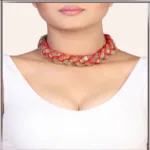 Pazaar Golden and Portland Orange Metal Festival Necklace
