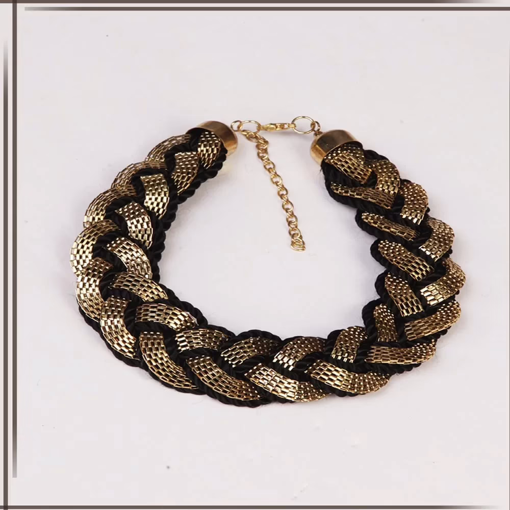 Pazaar Black & Golden Metal Festival Necklace - Image 2