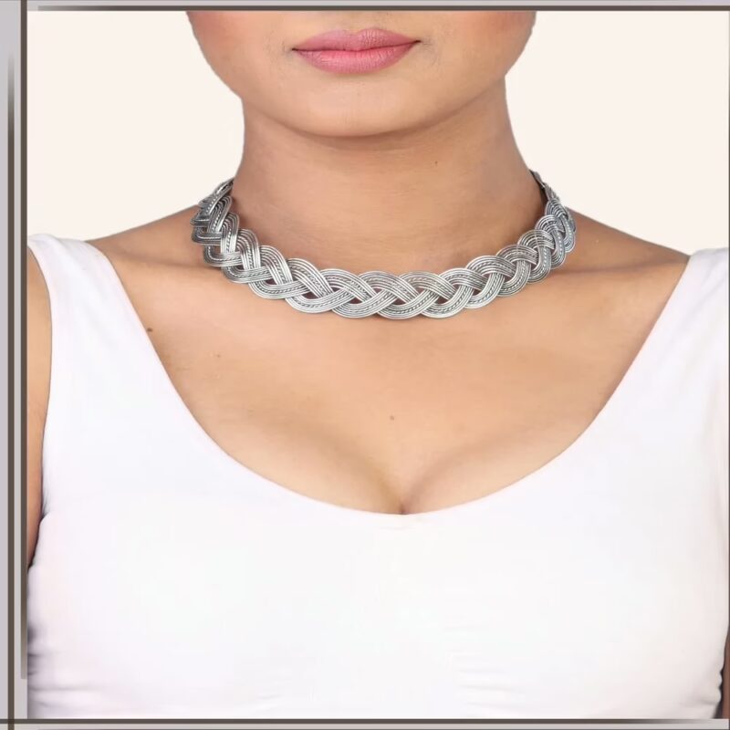 Pazaar Silver Metal Festival Jewelry Set