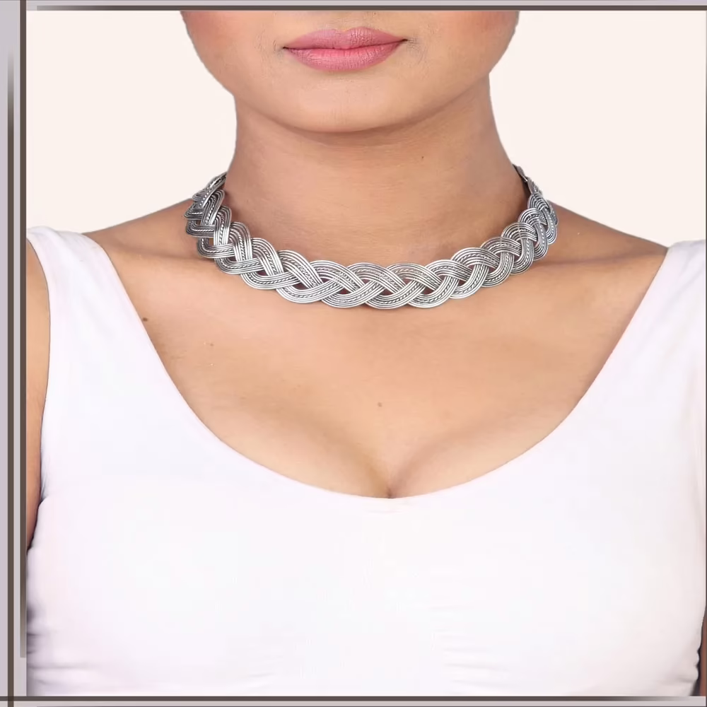 Pazaar Silver Metal Festival Jewelry Set