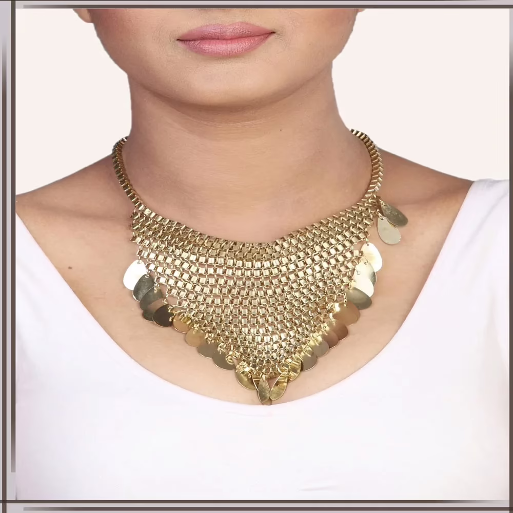 Pazaar Golden Metal Festival Necklace