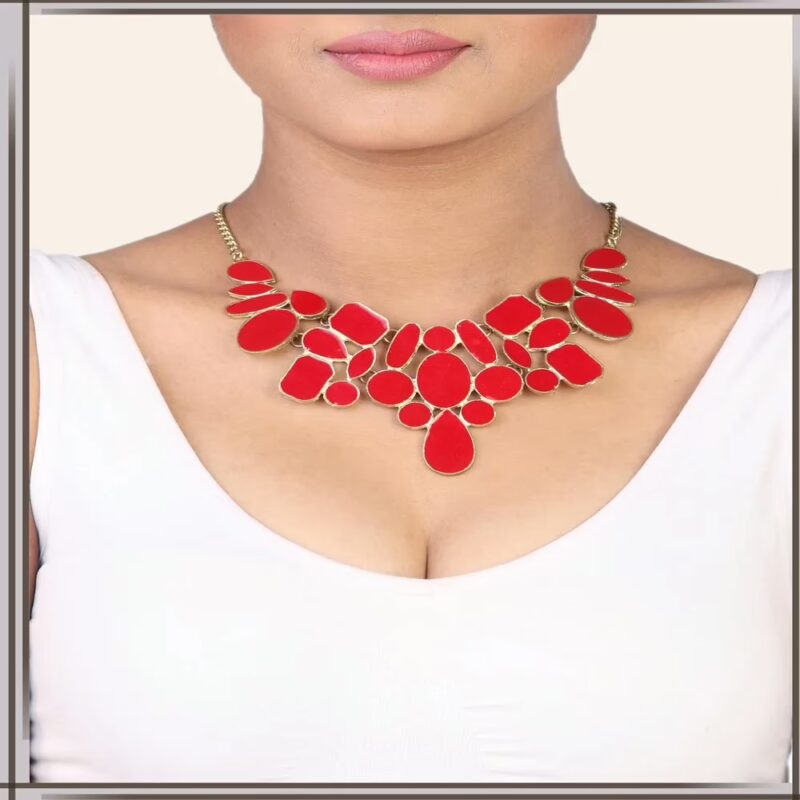 Pazaar Rose-madder Red Metal Festival Necklace