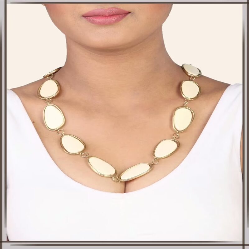Pazaar Golden & Off-white Metal Festival Necklace