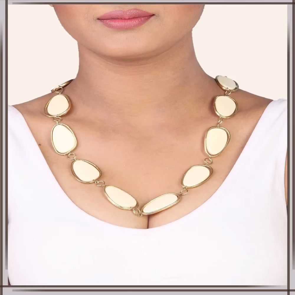 Pazaar Golden & Off-white Metal Festival Necklace