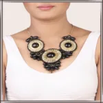 Pazaar Black & Cream Yellow Metal Festival Necklace