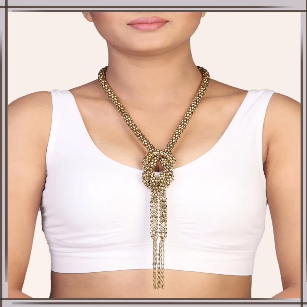 Pazaar Golden Metal Festival Necklace - Image 2