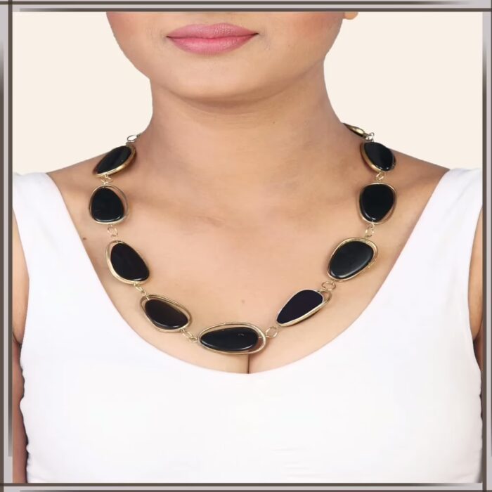 Pazaar Black and Golden Metal Festival Necklace