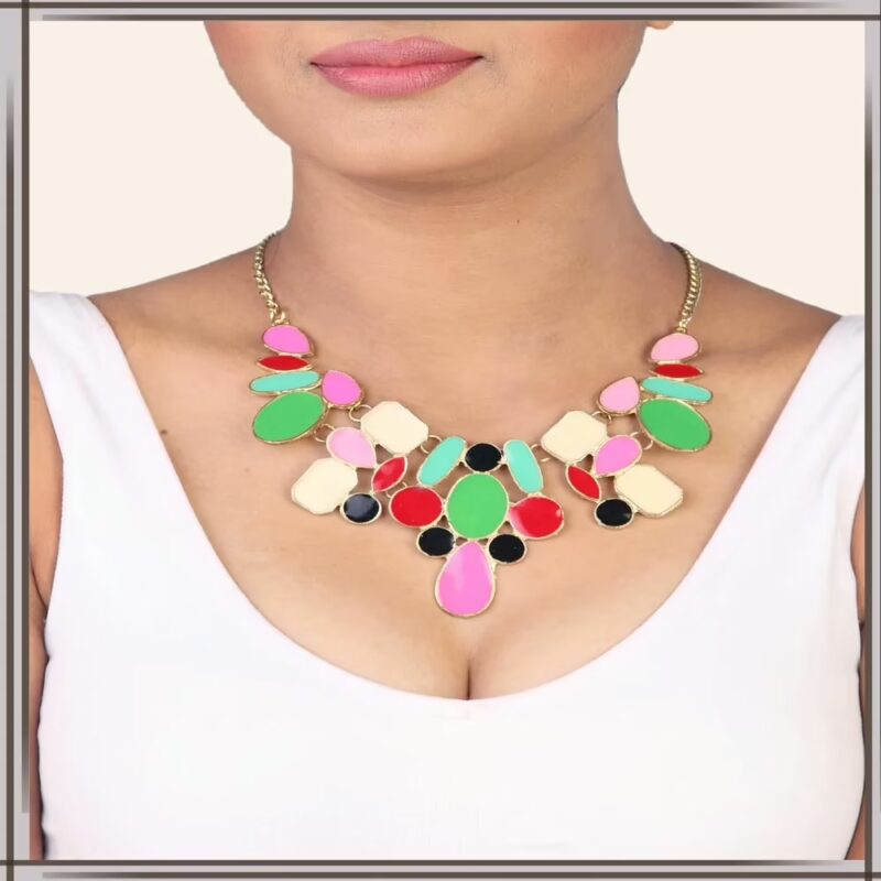 Pazaar Multicolor Metal Festival Necklace