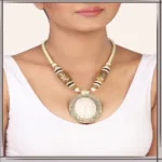 Pazaar Golden and Off-white Metal Festival Necklace