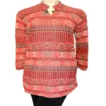 Elegant Orange Printed Buttoned Woolen Kurti