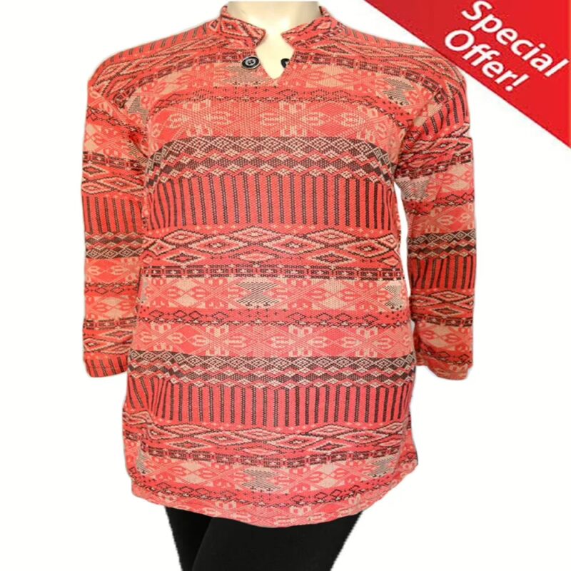 Elegant Orange Printed Buttoned Woolen Kurti With Warm Legging Special Offer