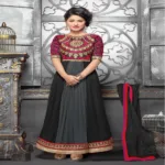 F3 Fashion Black & Grey Embroidered Shaded Long Anarkali Suit