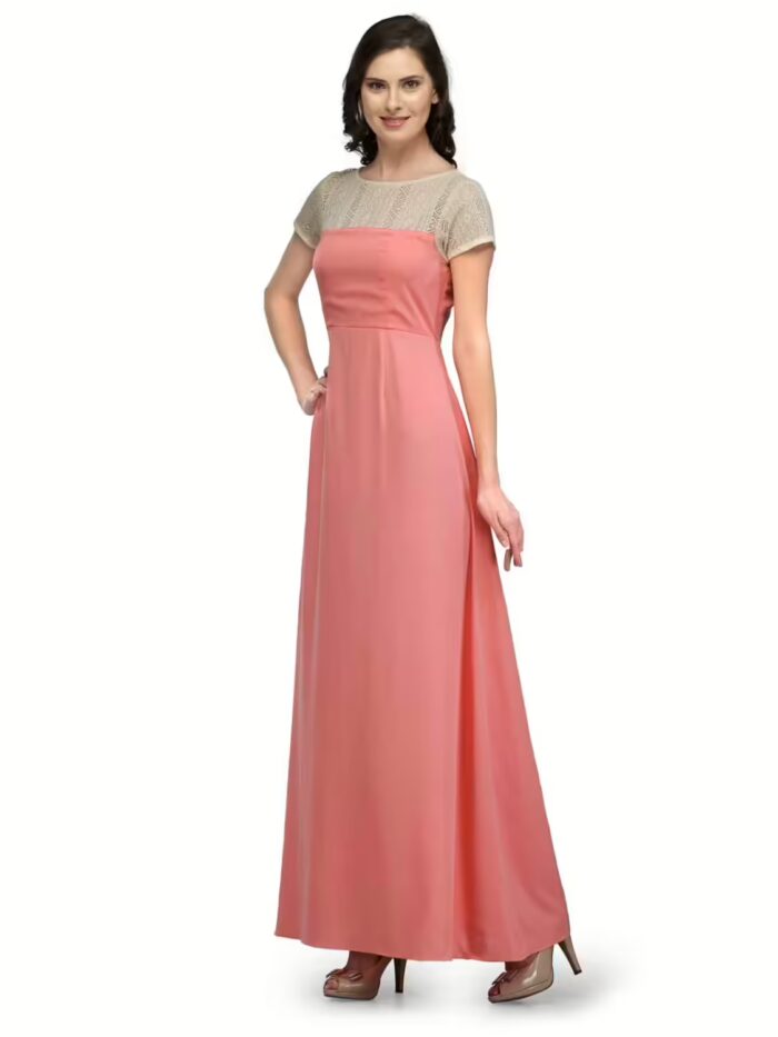 Raas Prêt Classy Pastel Pink Crepe Maxi Dress