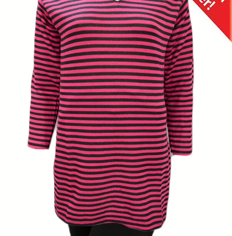 Pink Nehru Collar Black Stripes placket Woolen Kurti with Warm Legging Special Offer